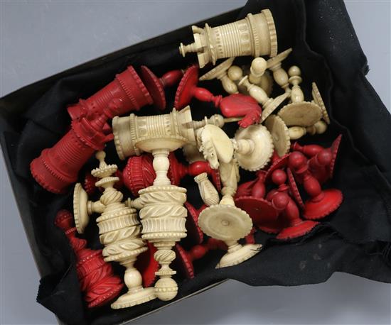 A 19th century bone chess set